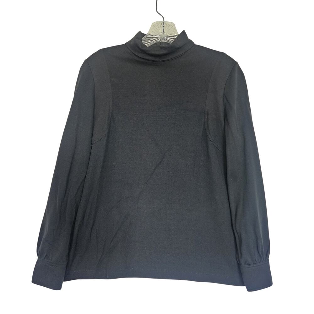 Givenchy Sport Vintage Size 10 Black Mock Neck Tight Fit Top Zip Back Logo 70s
